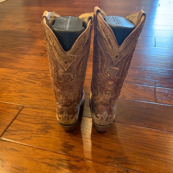 Corral Light Tan Snip Toe Cowboy Cowgirl Boots 7.5 Item # 112 - Picture 5 of 9